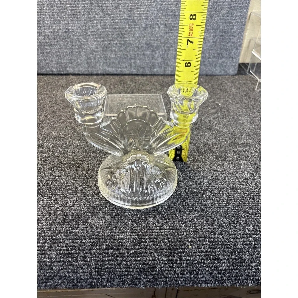 Vtg~Jeanette Glass Iris Depression Glass Double Taper Candle‎ Holders~ONLY 1